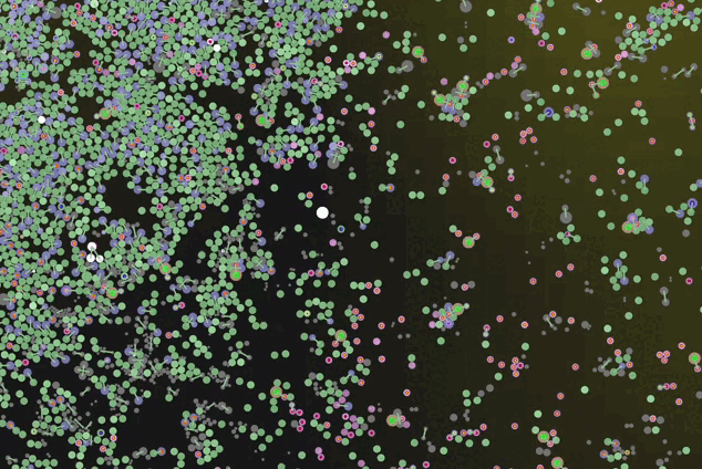 Recording of mutable showing sea of moving organisms